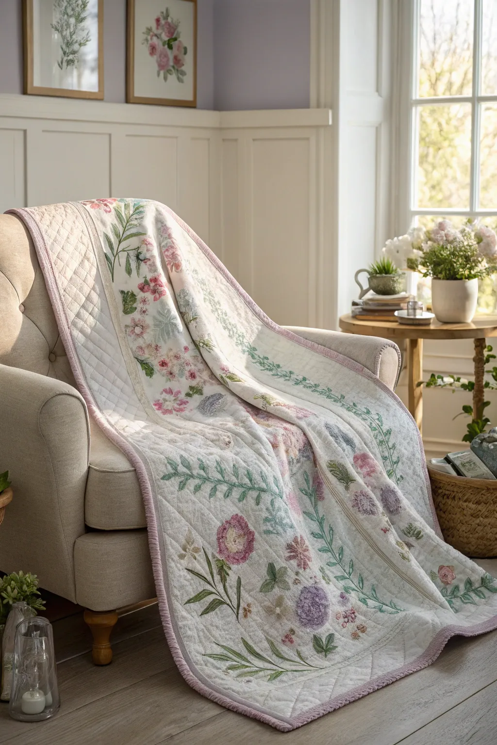 Wrap warmth and romance in a Floral Fantasy Quilt—where minimalist elegance meets boho charm.