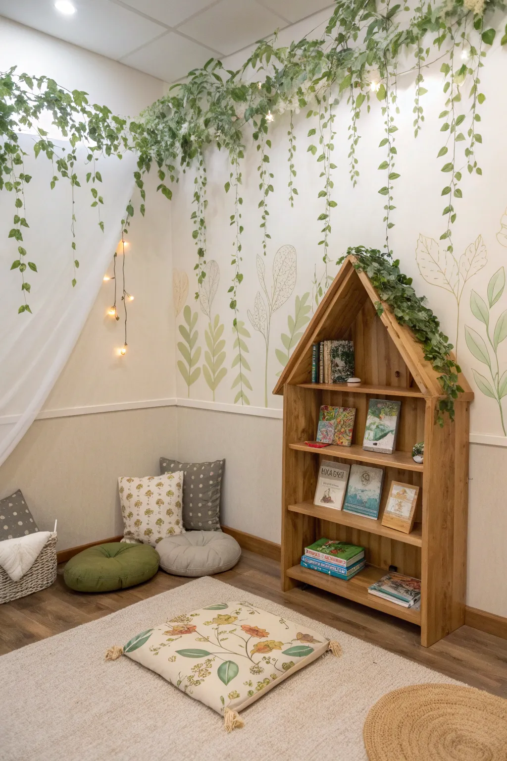 Create a woodland escape for little readers with this nature-inspired reading nook!
