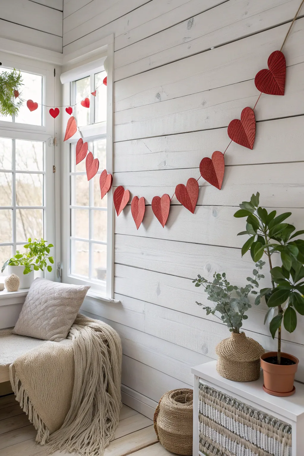Add a touch of romance and handcrafted charm to your space with a simple yet stunning heart garland.