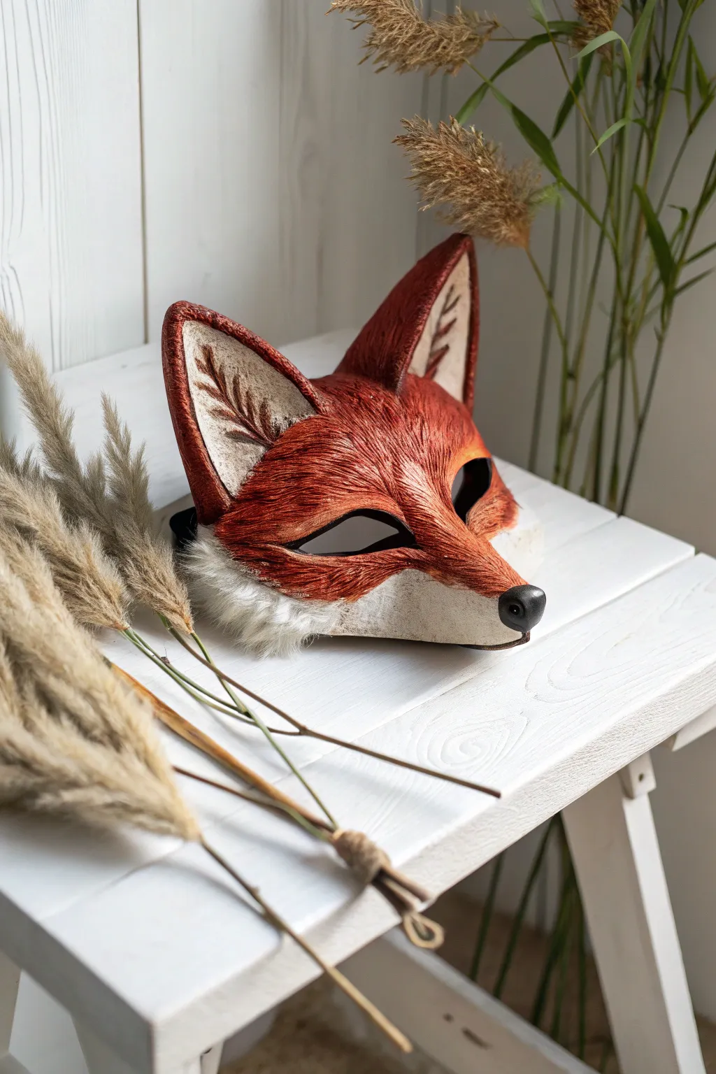 Discover the elegance of nature with our Faux Fur Fantasy fox mask, where minimalist design meets luxurious texture.