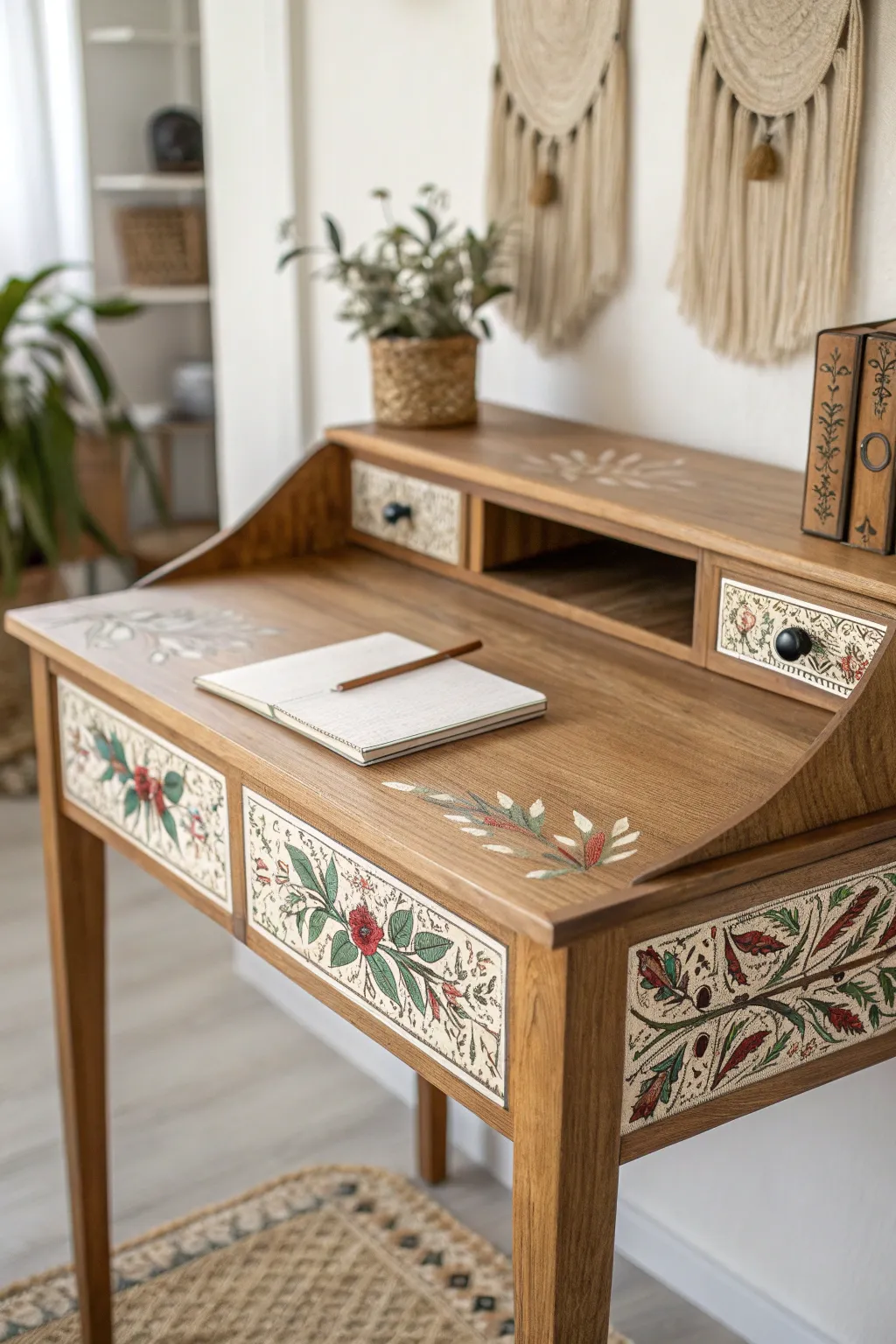Transform your workspace into a haven of beauty and creativity with artistic floral decals.