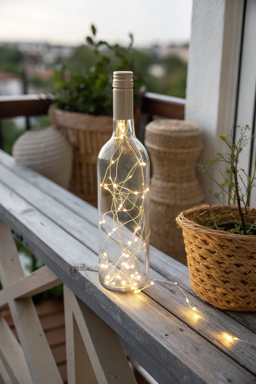 Illuminate your evenings with the enchanting glow of repurposed wine bottles.