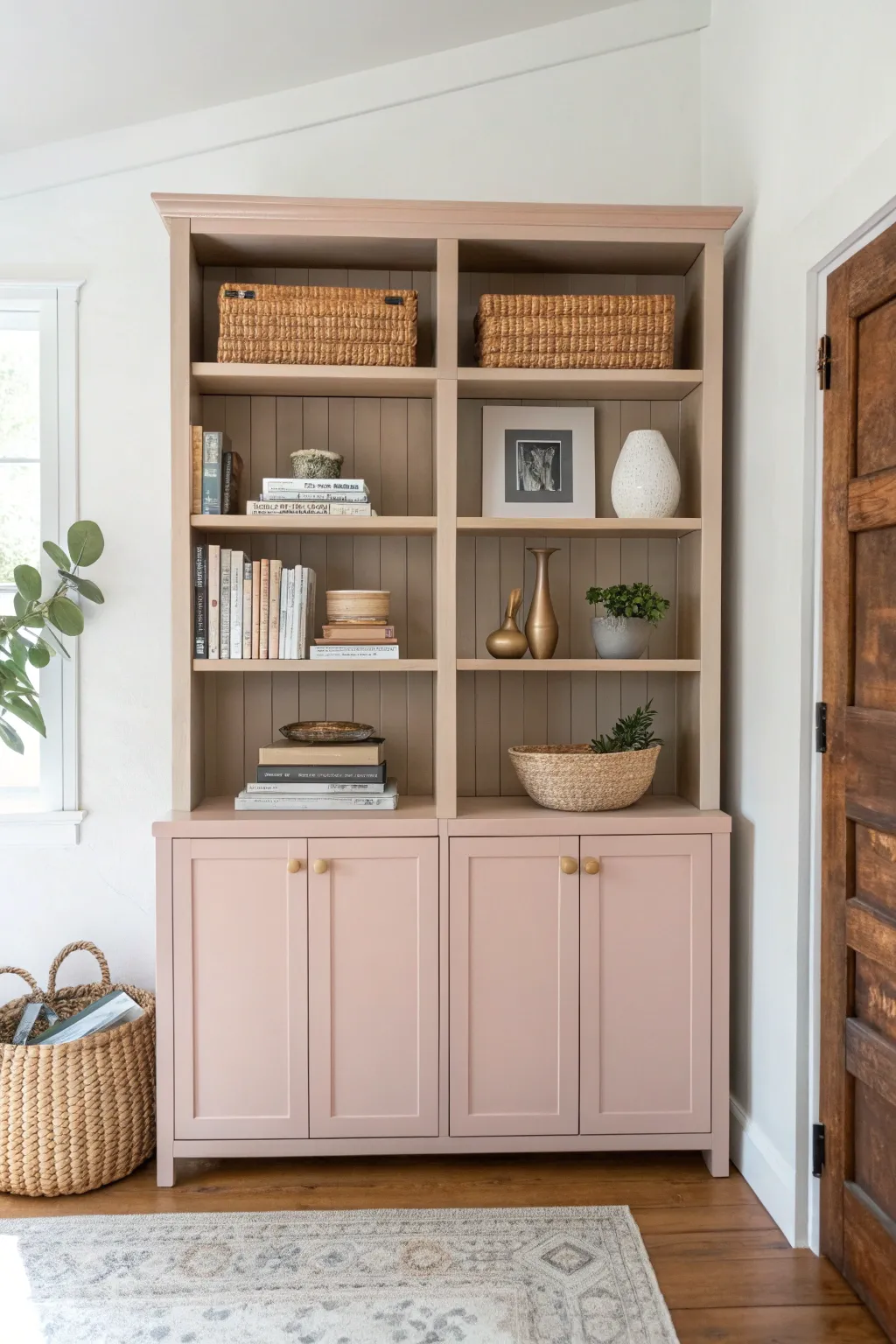 Transform your space with a chic, repurposed bookshelf that marries minimalism with boho flair.