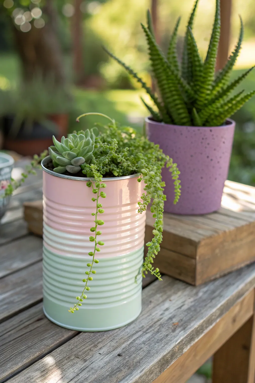Transform your garden with charming tin can planters in pastel hues—where Scandinavian simplicity meets boho beauty.