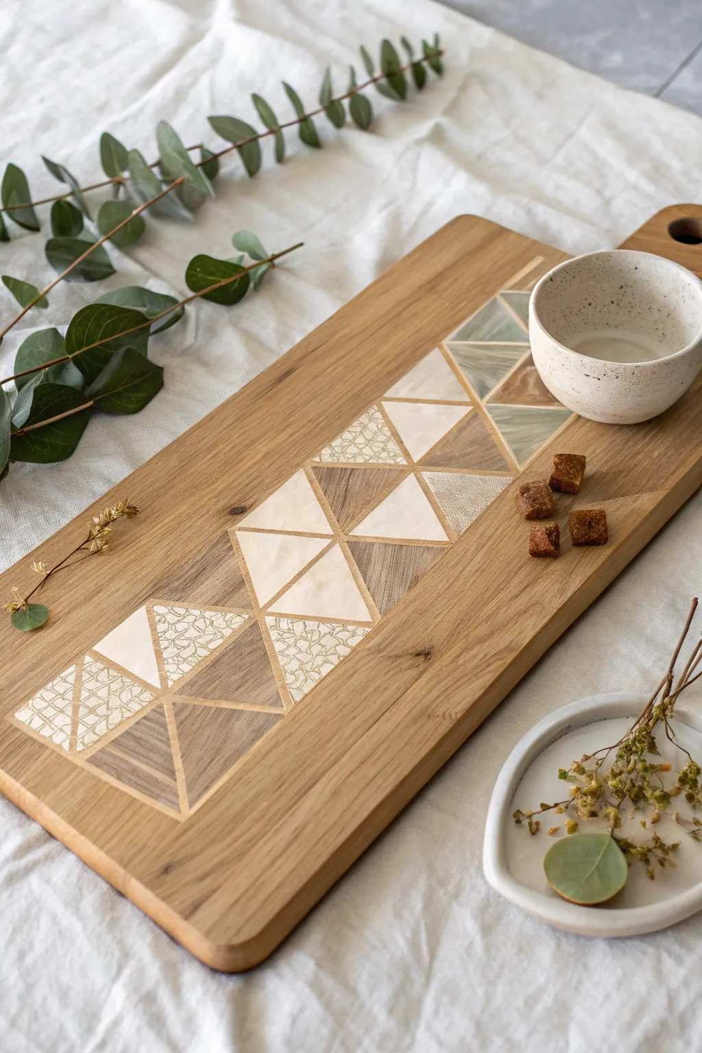 Elevate your entertaining with this stunning geometric resin charcuterie board, where modern design meets timeless elegance.