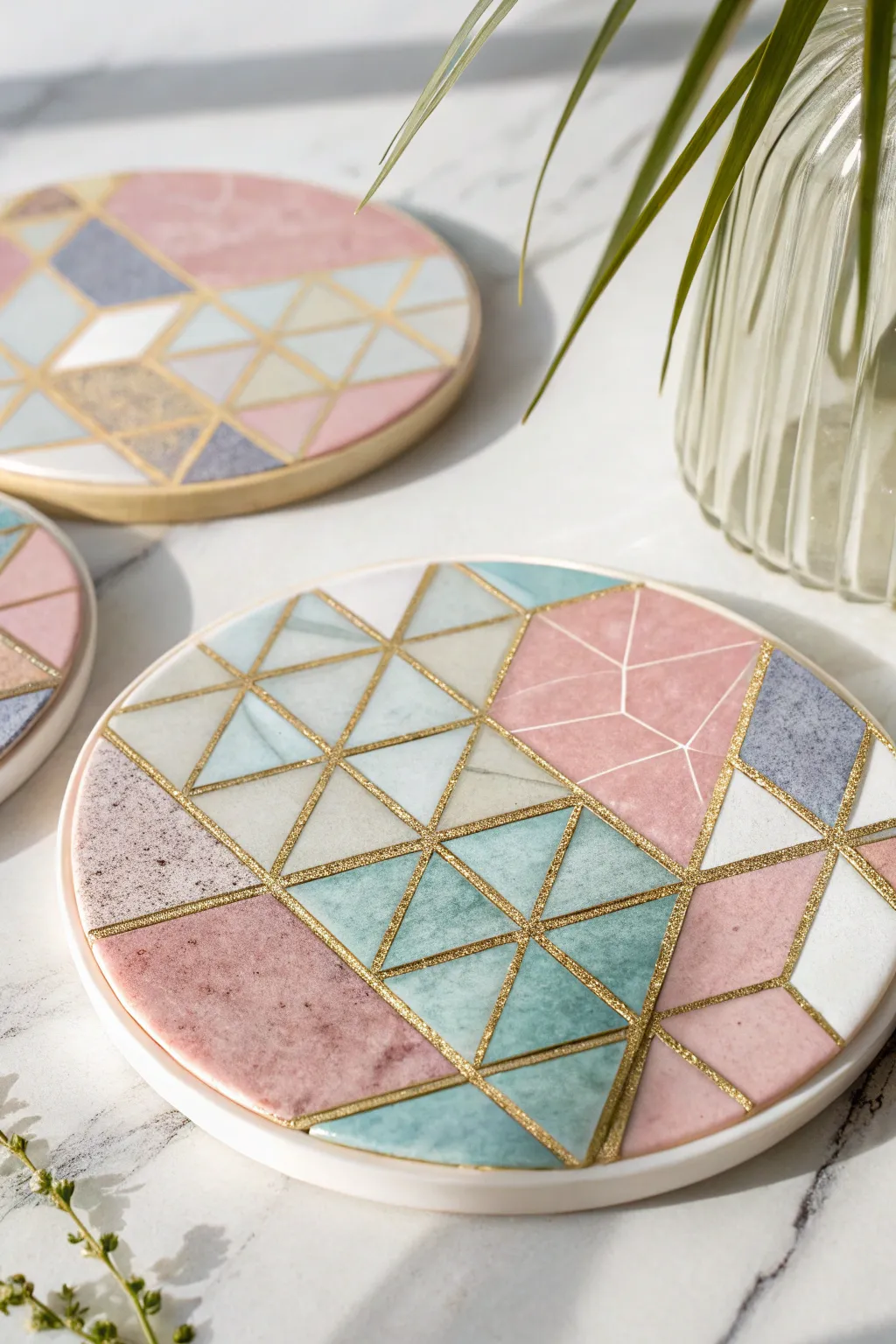 Elevate your table setting with geometric glam! Crafted with love, these resin coasters blend modern design with minimalist elegance. #ResinArt #ScandiBoho