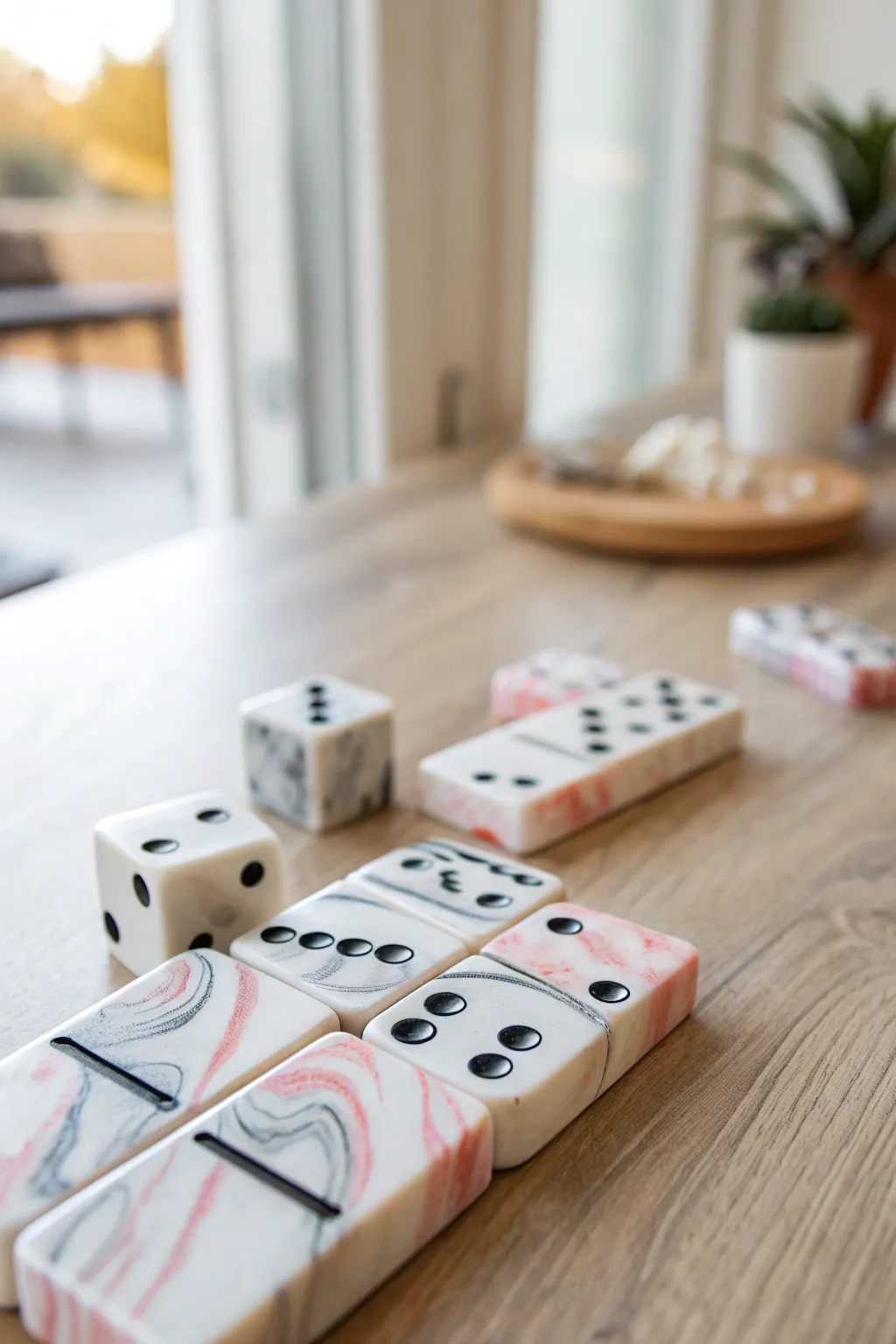Marble Magic: Discover the enchanting beauty of resin art with these elegant marble-effect dominoes.