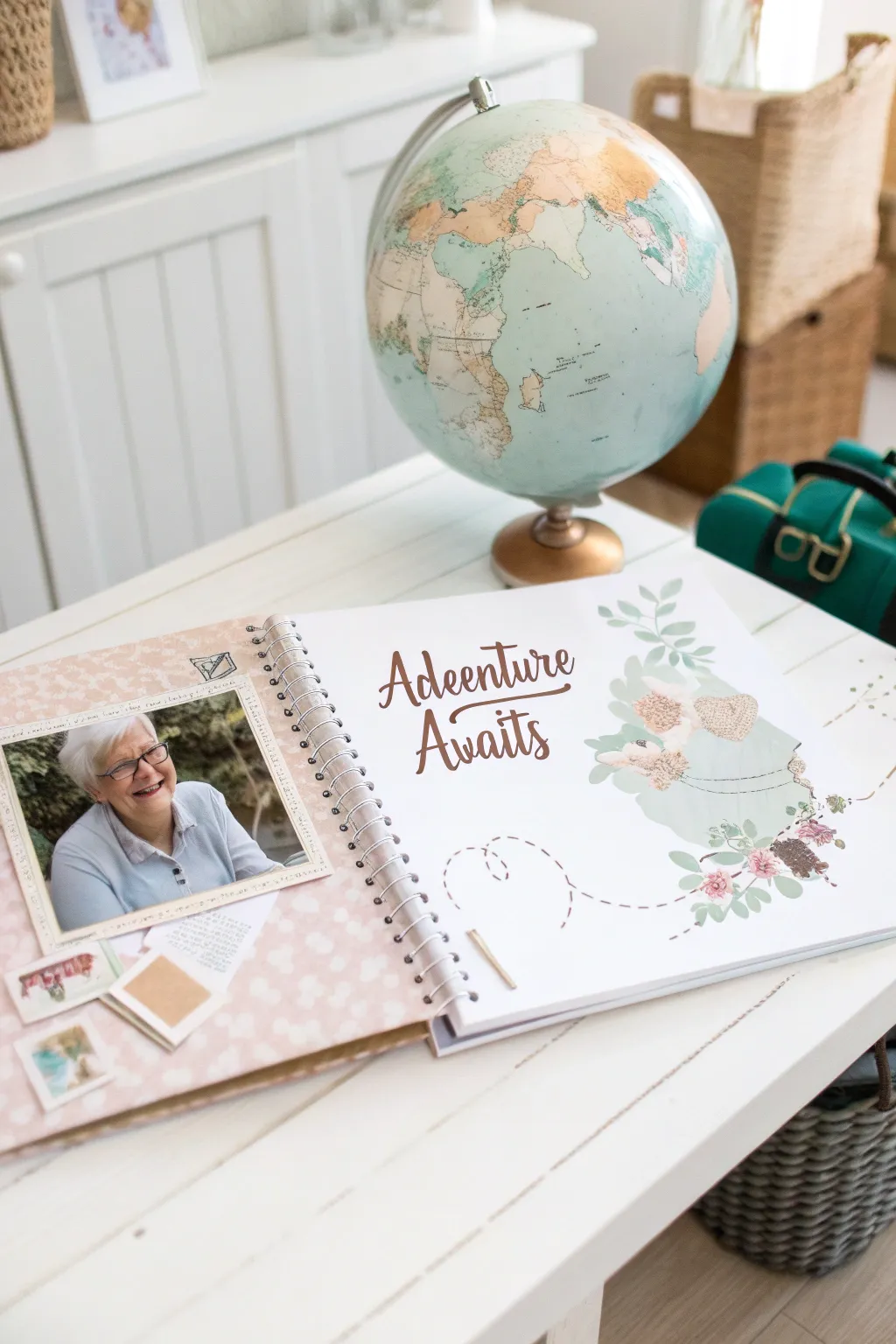 Embark on new journeys with a retirement scrapbook that whispers 'Adventure Awaits'.