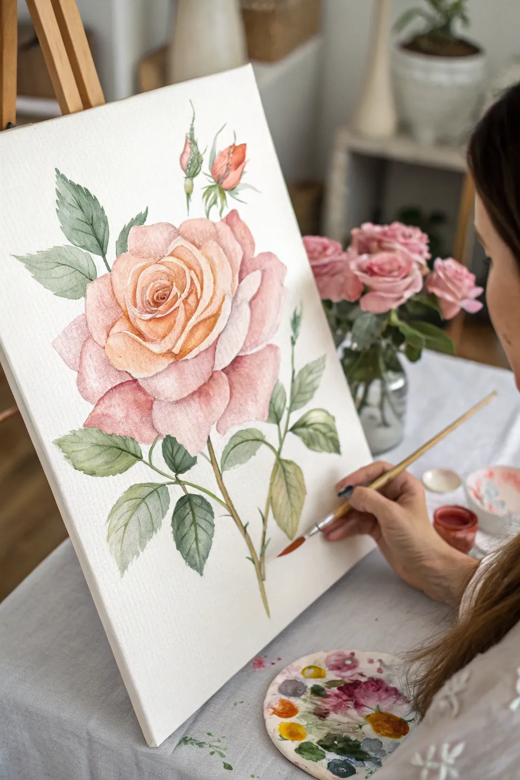 Discover the art of painting roses, one graceful stroke at a time.