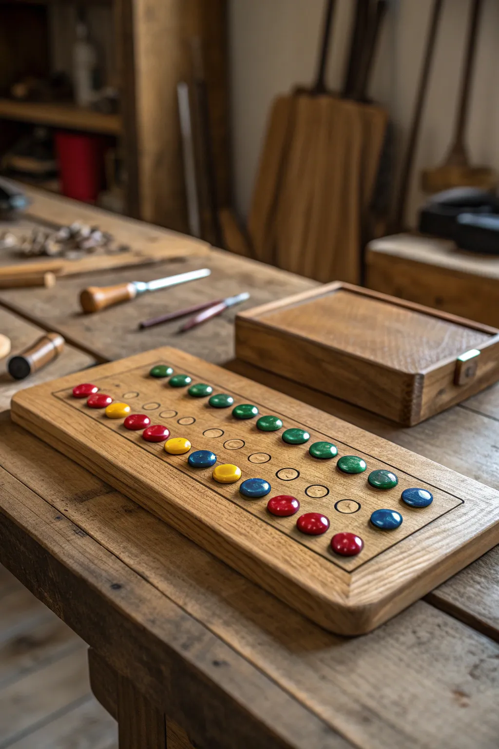 Craftsmanship meets play: A magnetic scoreboard with vibrant flair.