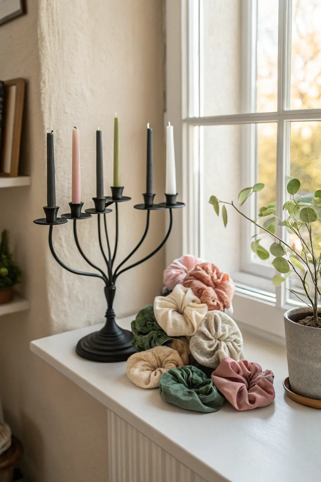Transform your space with this elegant scrunchie display idea, where sustainability meets style.