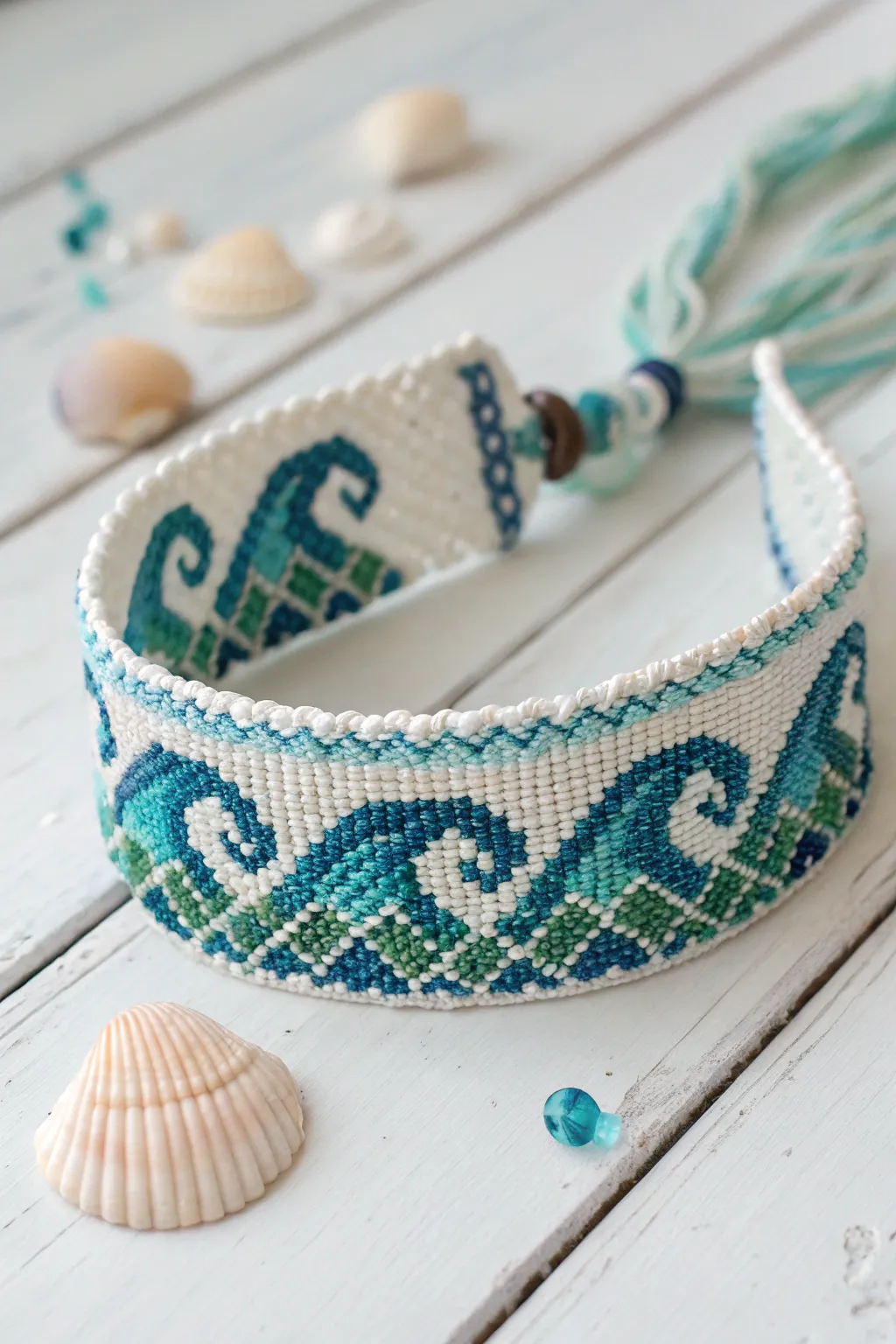 Embrace the ocean's tranquility with this exquisite wave-patterned bead bracelet. 🌊 #OceanInspired #MinimalistBeauty