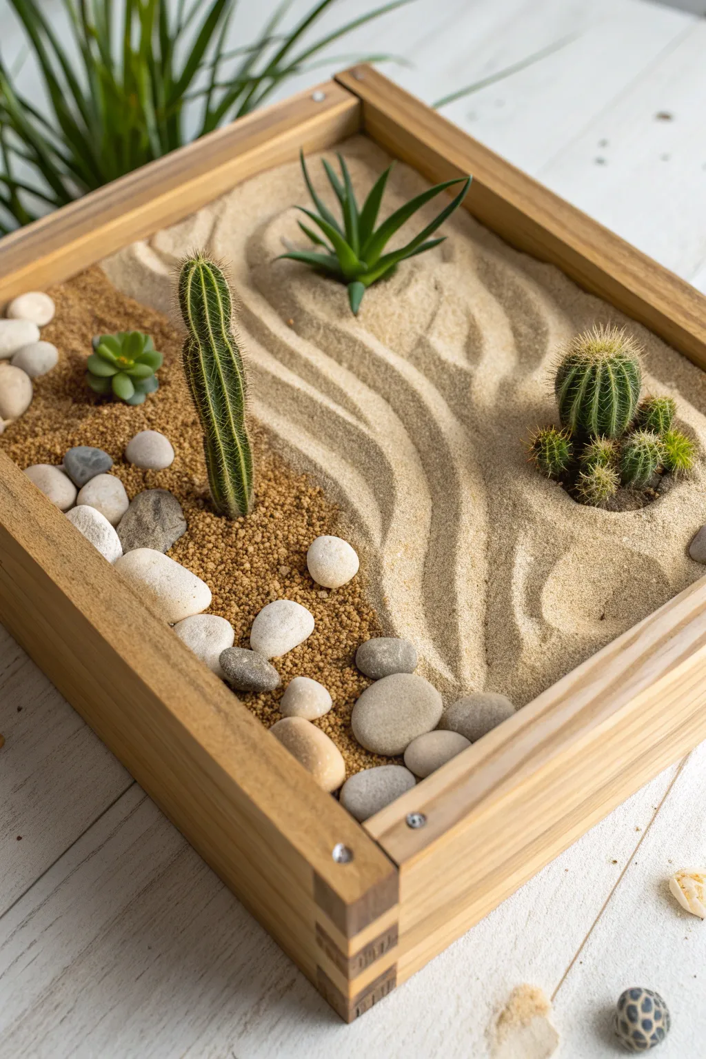 Immerse in the tranquil beauty of the desert with this handcrafted shadow box. Minimalism meets nature in a perfect blend of Scandinavian and Boho styles.