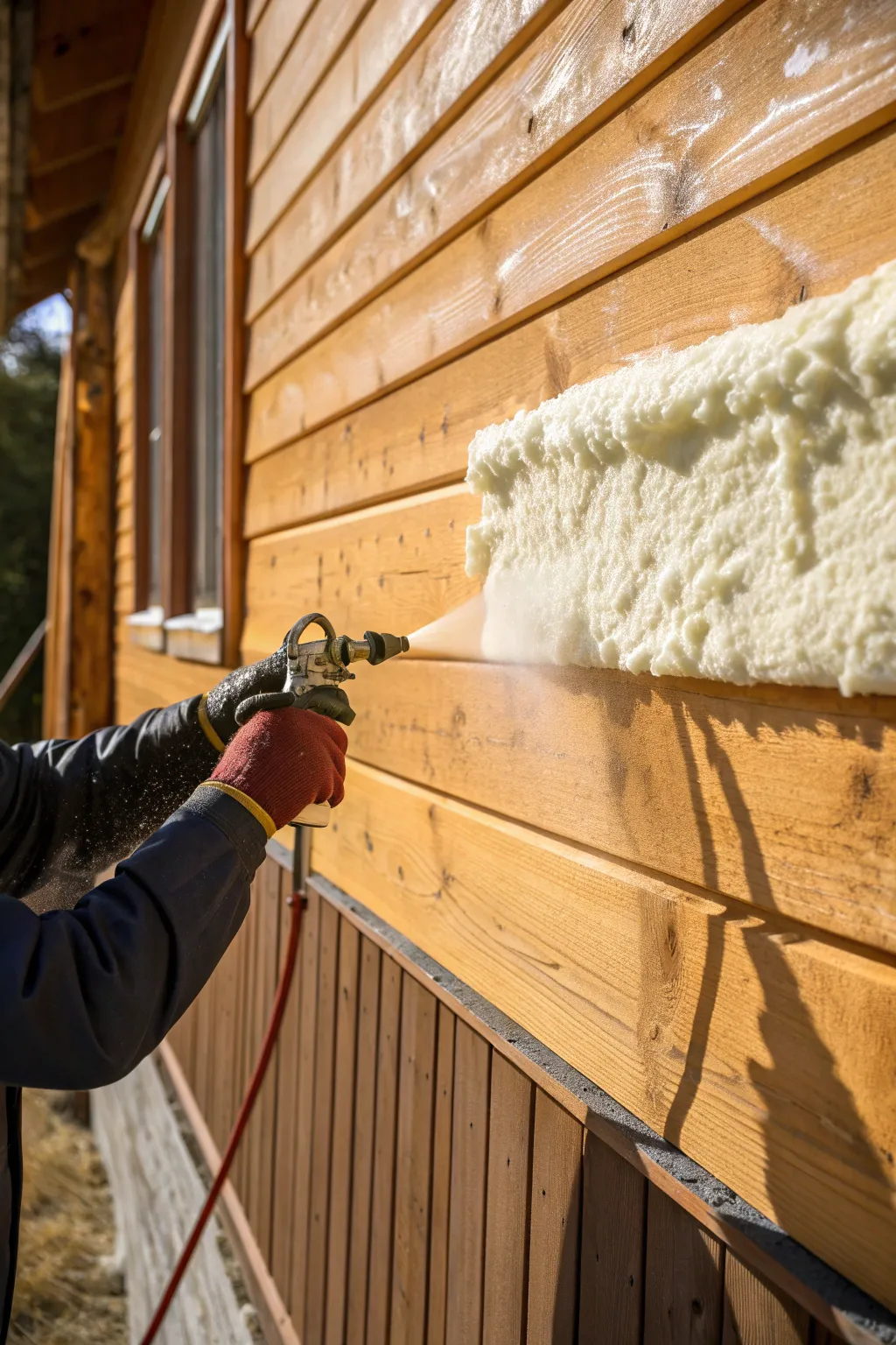 Seal the deal with precision: Spray foam insulation for a cozy and draft-free shed.