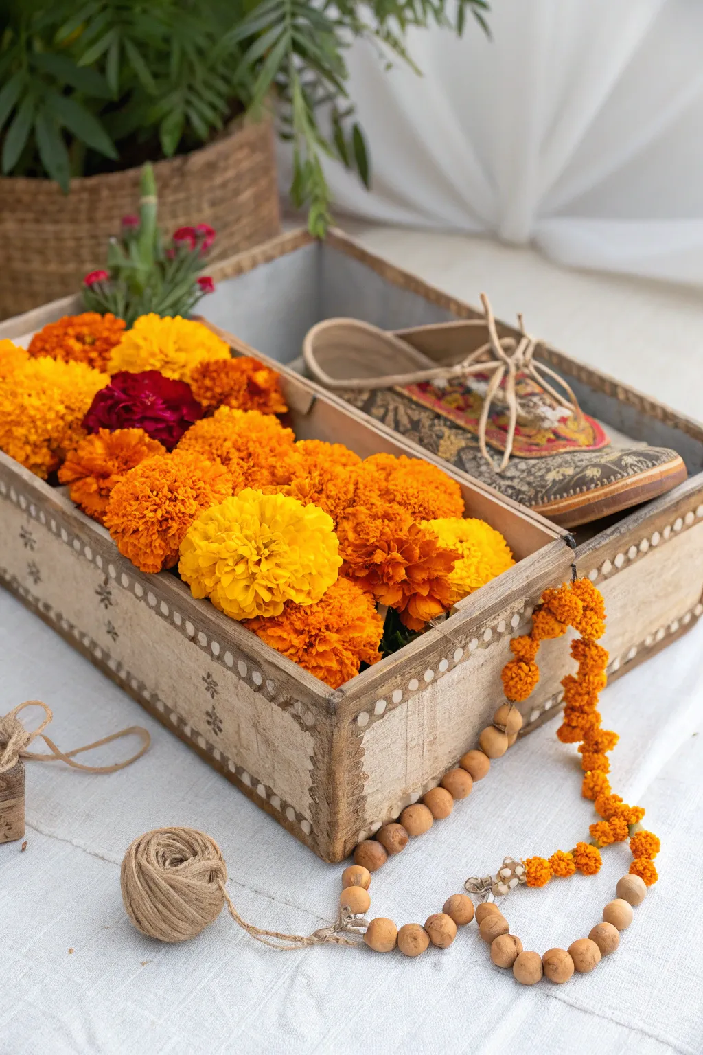 Embrace the warmth of marigolds in your minimalist ofrenda, guiding spirits with their vibrant beauty.