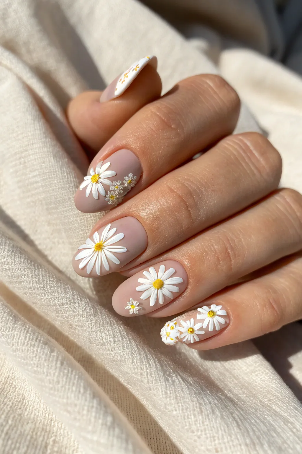 Embrace subtle elegance with accent daisy nails. 🌼 #NailArt #MinimalistBeauty