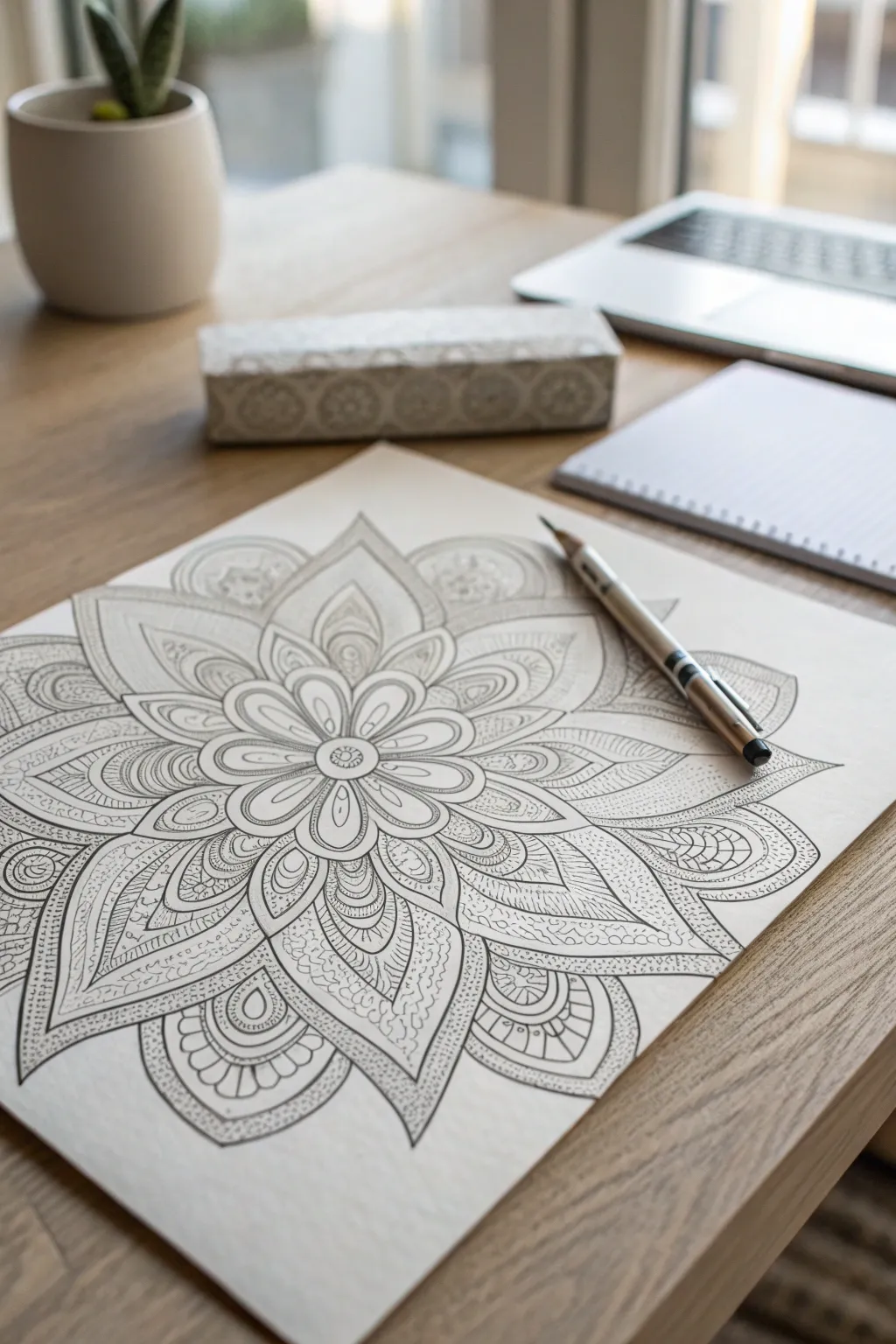 Find your calm in the art of zentangles. Let your pen dance and your mind unwind.