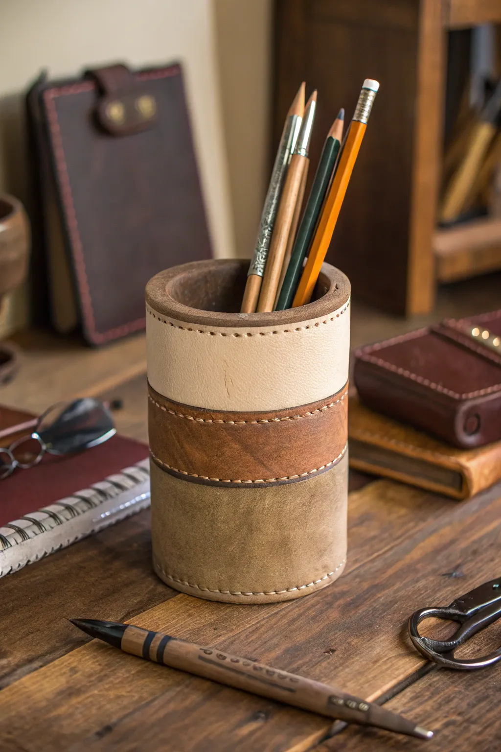 Elevate your workspace with a handcrafted touch: personalized pencil holder with character.
