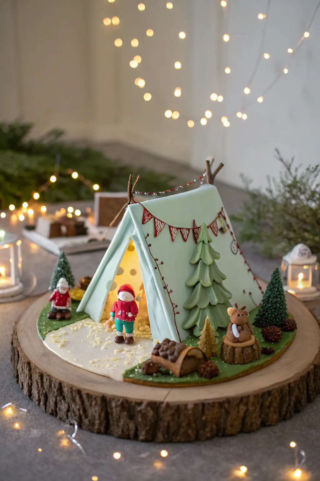A charming tent cake for adventurous sleepovers.