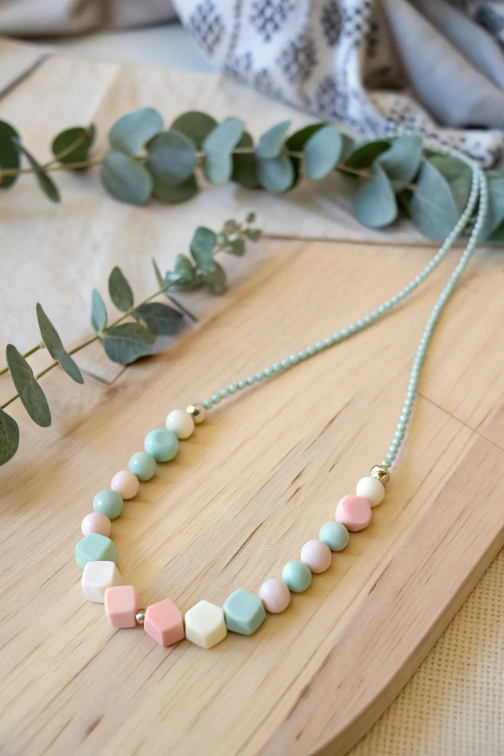 Embrace the elegance of geometric patterns with this hexagonal bead necklace—perfect for adding a touch of artistry to any outfit.