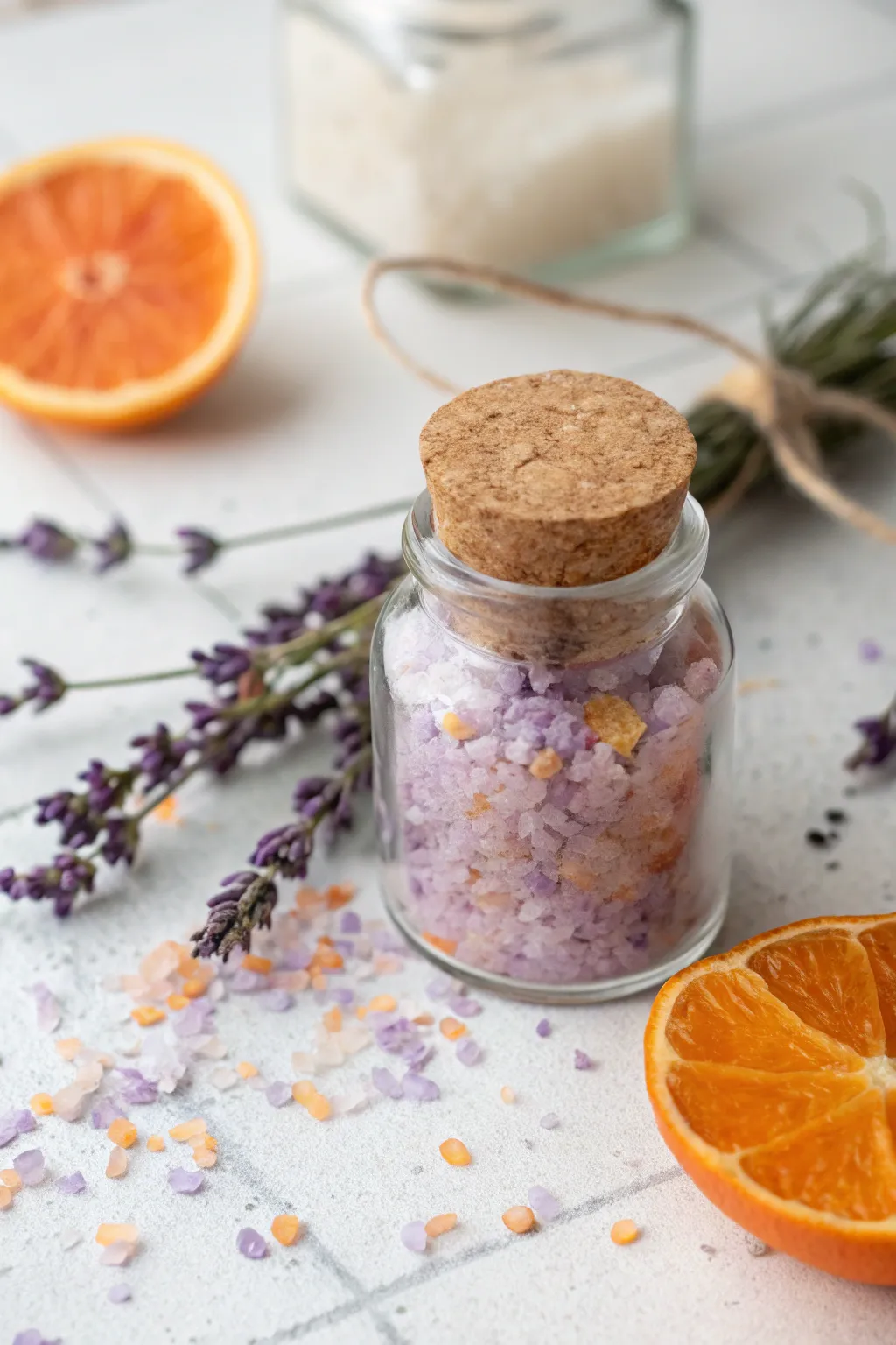 Indulge in a mini spa escape with this beautifully crafted jar of bath salts, a perfect gift to soothe the senses.