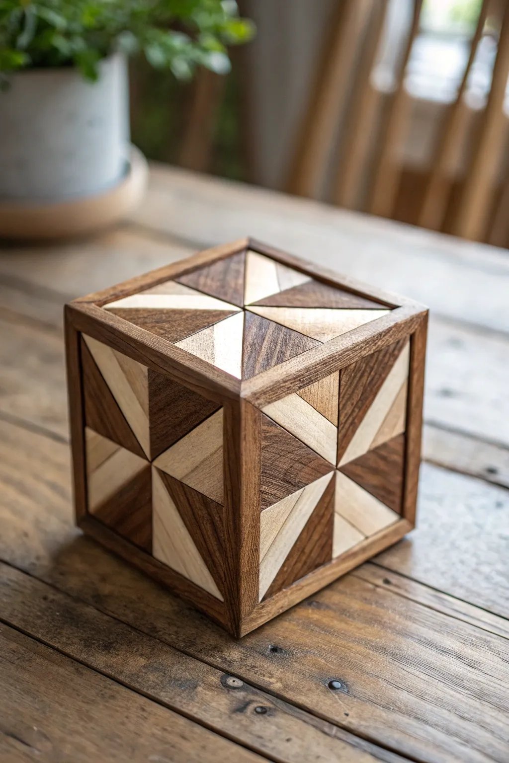 Elevate your decor with the elegance of geometric wood carving.