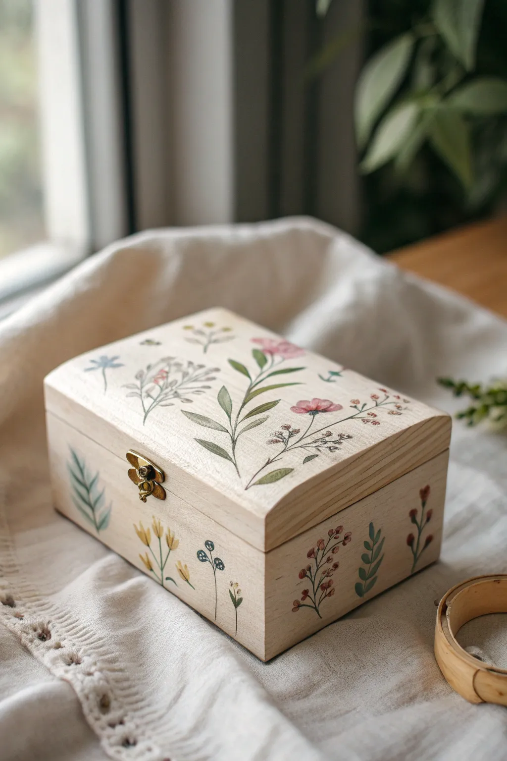 Transform your wooden keepsakes into painted masterpieces with a touch of floral elegance.