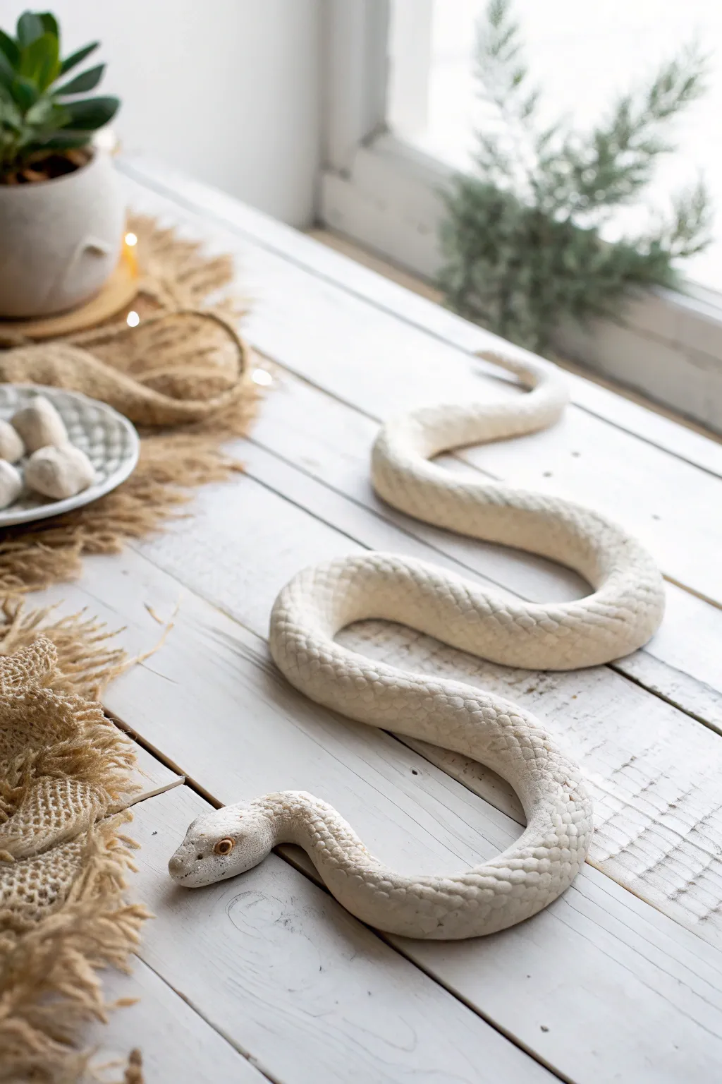 Embrace the beauty of simplicity with this handcrafted salt dough snake. Perfect for a creative afternoon project!