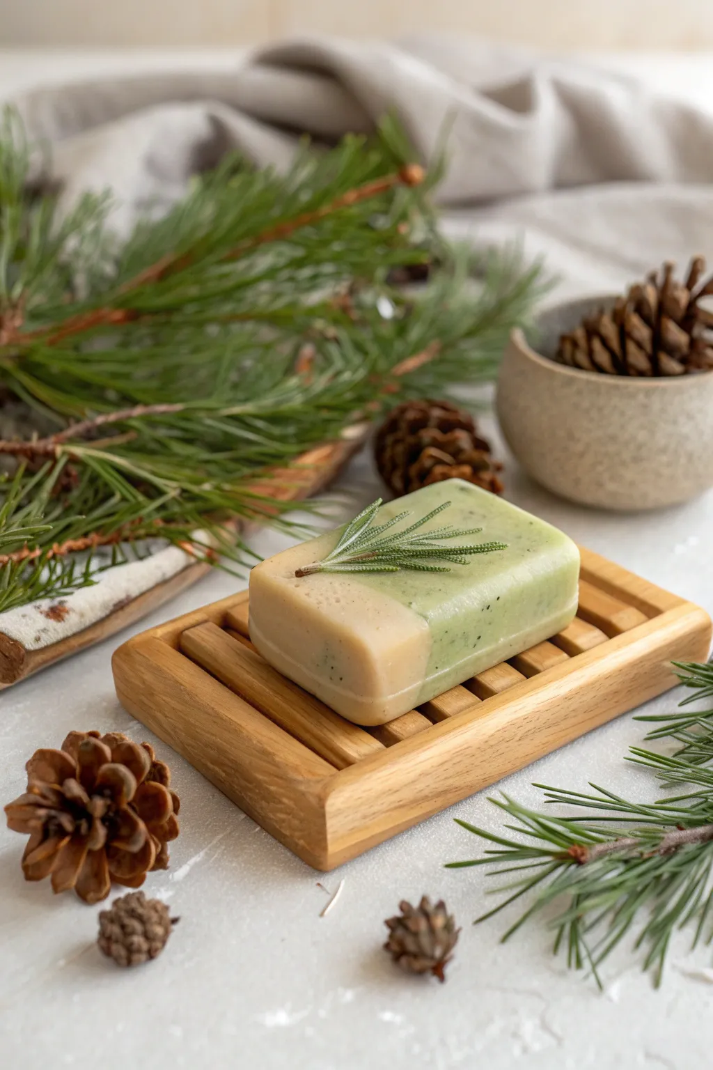 Transform your bathroom into a woodland retreat with the soothing scents of cedarwood, pine, and fir.