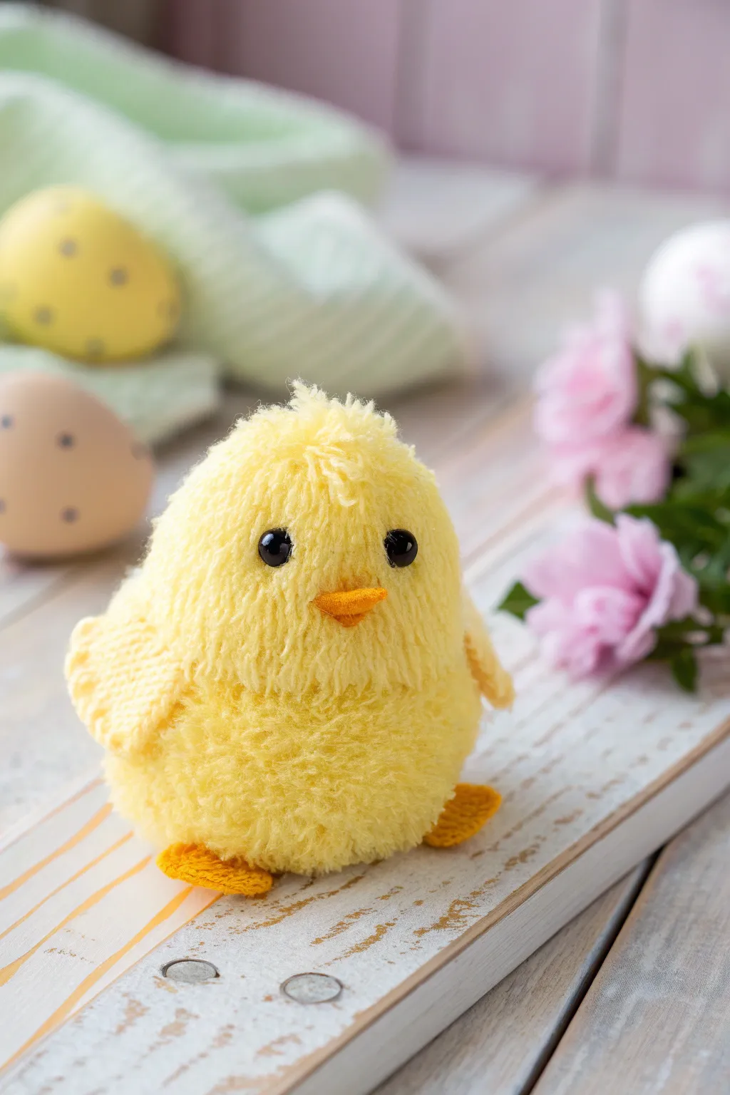 Meet your new springtime companion: a handmade chick plushie that brings cheer and charm to your decor!