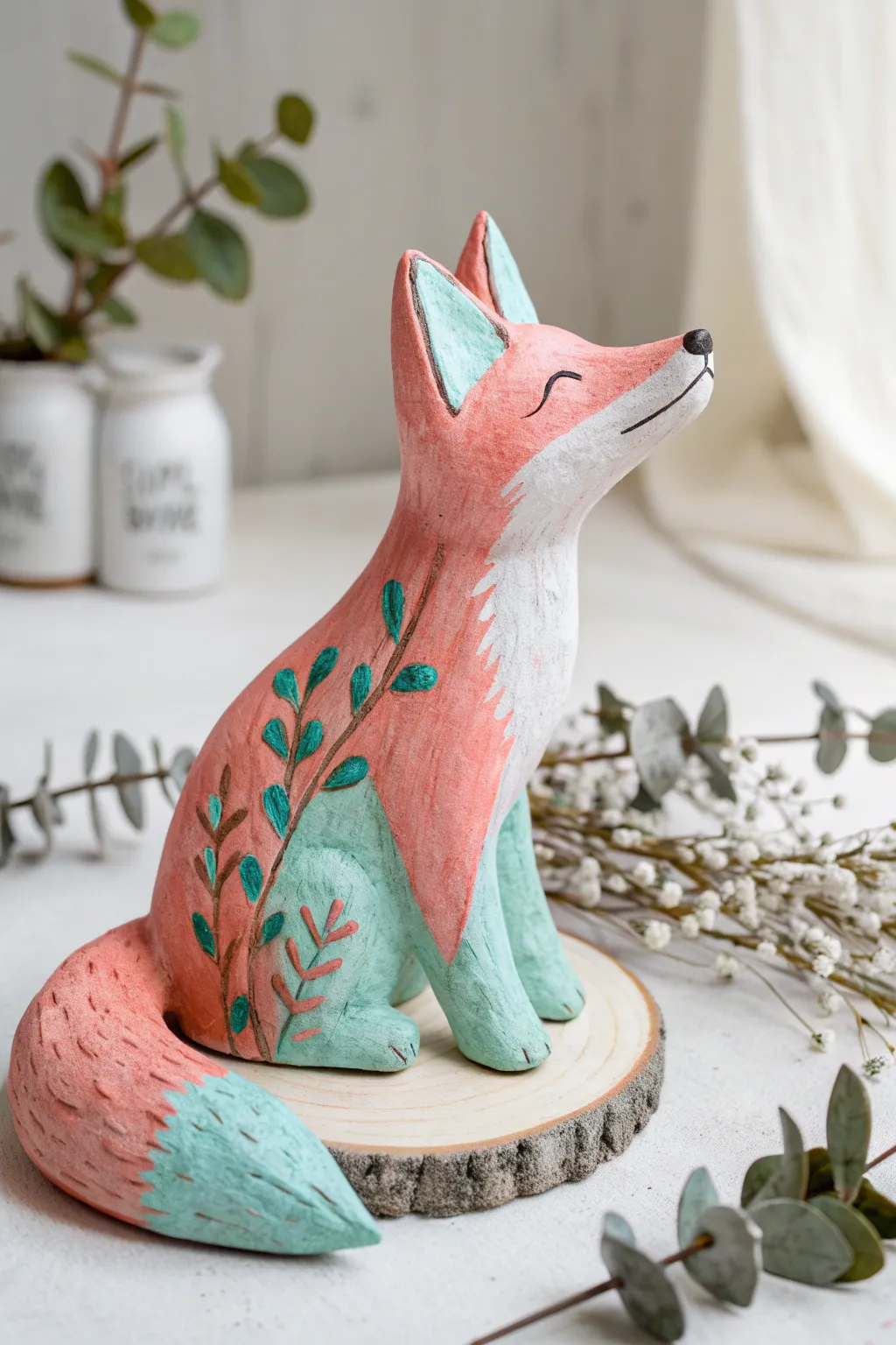 Bring a playful touch of spring to your decor with handcrafted clay animal figures.