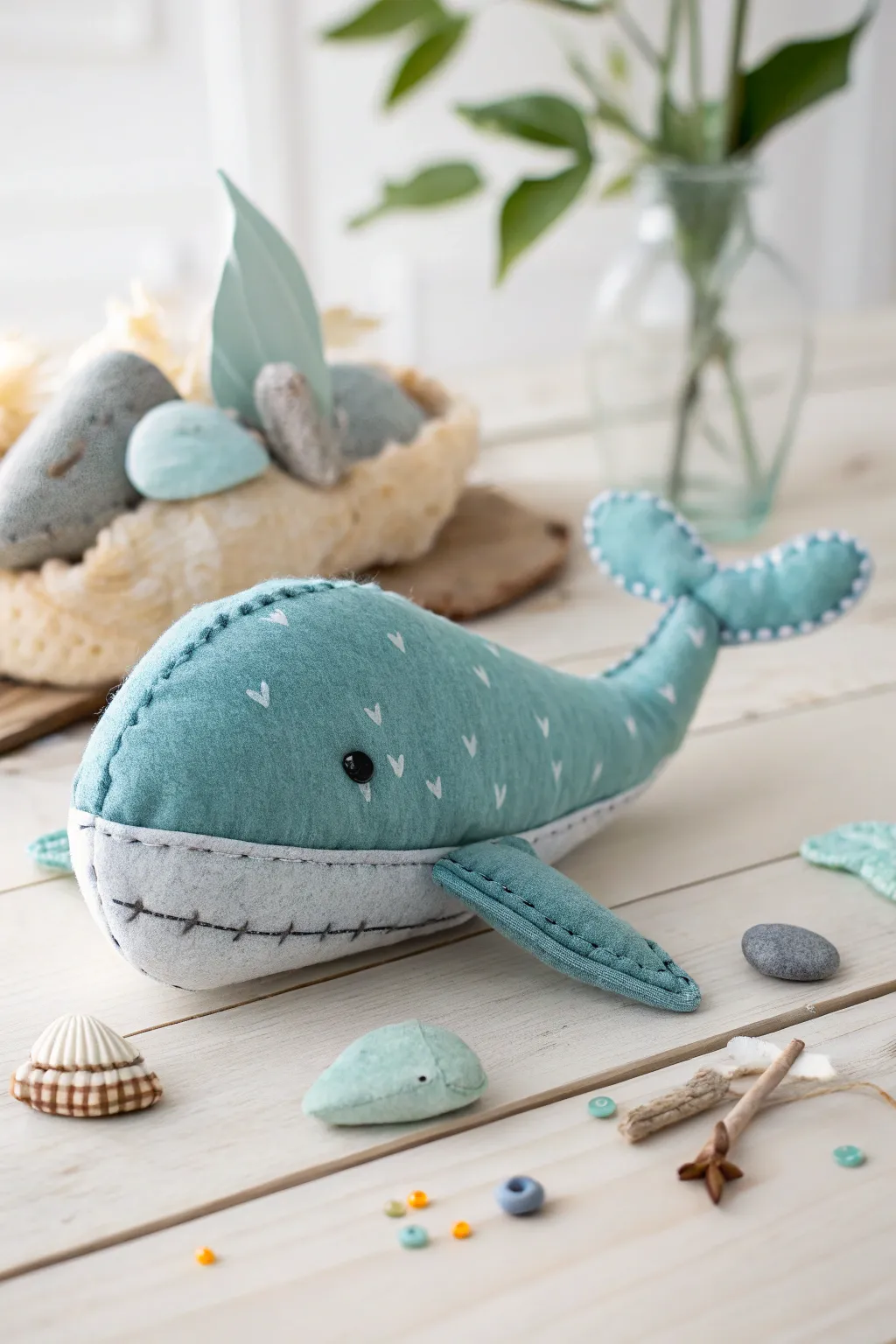 Dive into serenity with this charming whale plush, perfect for adding a touch of oceanic whimsy to your space.