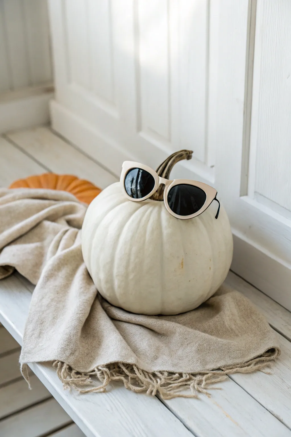 Meet the James Dean of pumpkins—effortlessly cool with a touch of boho flair!
