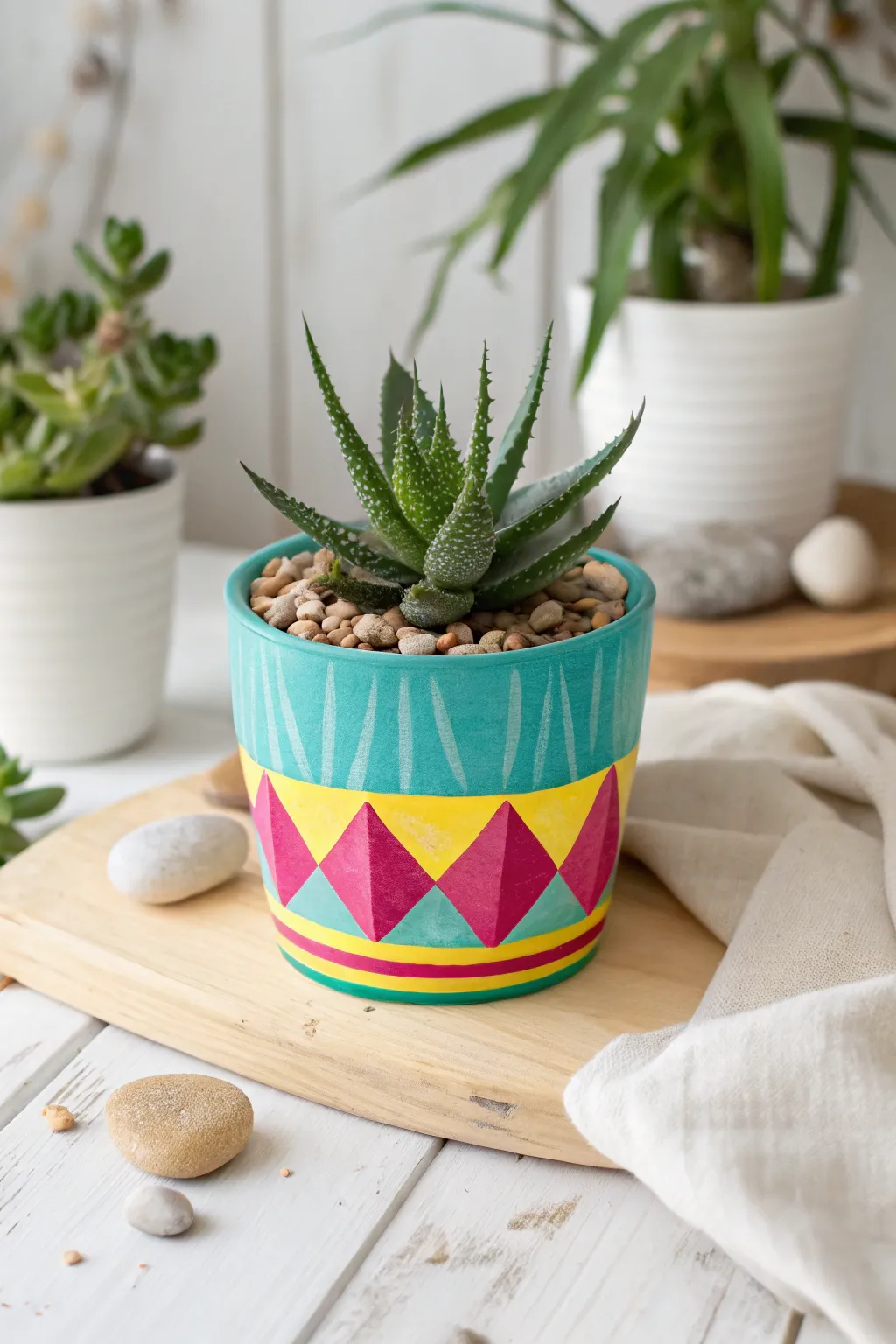 Transform your space with a burst of color: bold succulent pots that redefine minimalism.