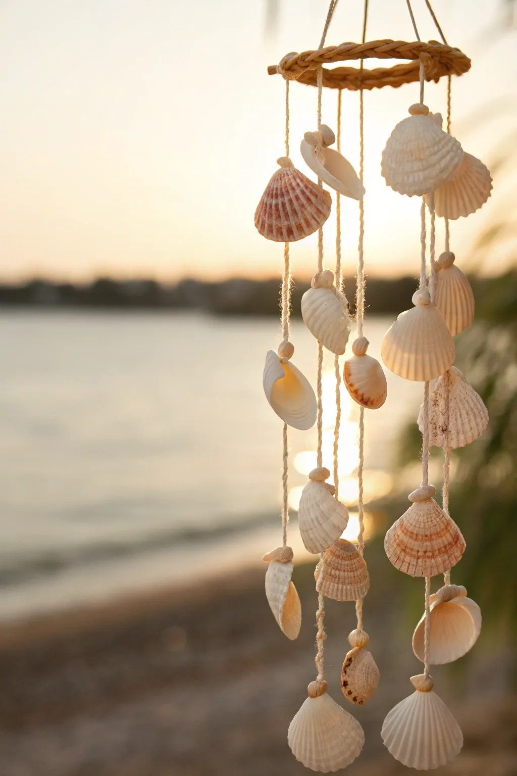 Embrace the soothing melody of the sea with these handcrafted seashell wind chimes. Perfect for adding a touch of coastal charm to your home.