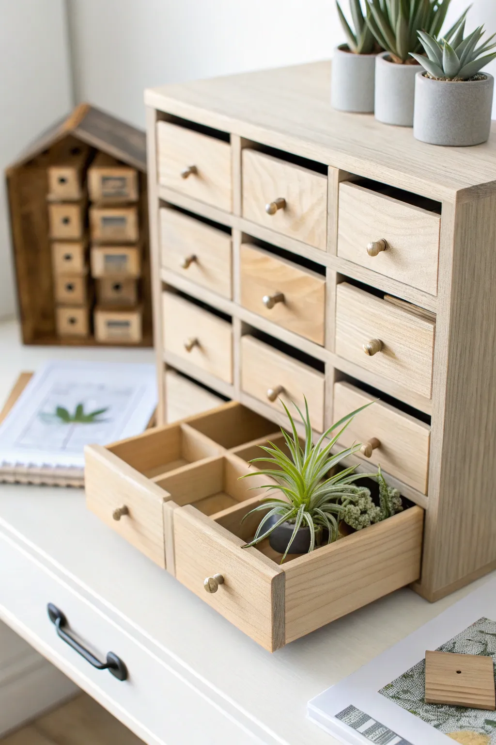 Brighten your workspace with a touch of greenery in your organizer. #MinimalistBeauty #ScandiBoho