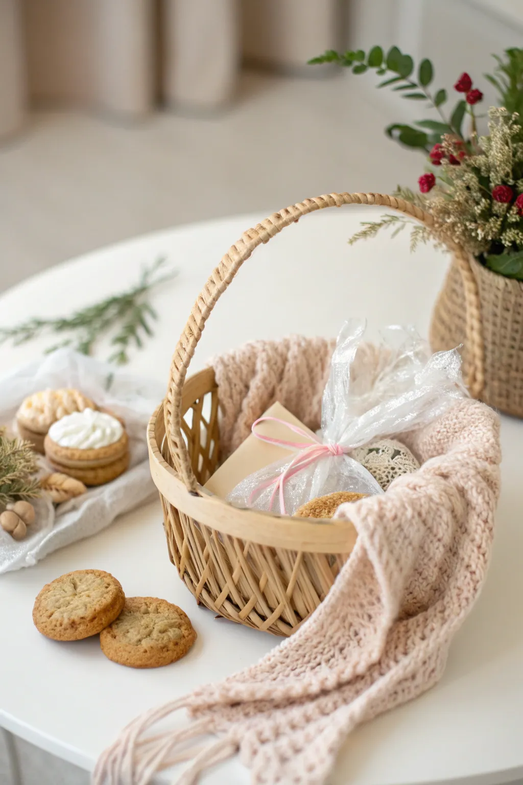 A heartfelt gift basket, simple yet thoughtful, perfect for showing appreciation to a beloved teacher. 🌿✨