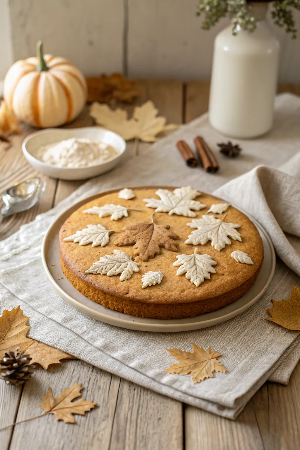 Savor the art of simplicity with a Pumpkin Spice Cookie Cake, where fall flavors meet Scandinavian elegance.