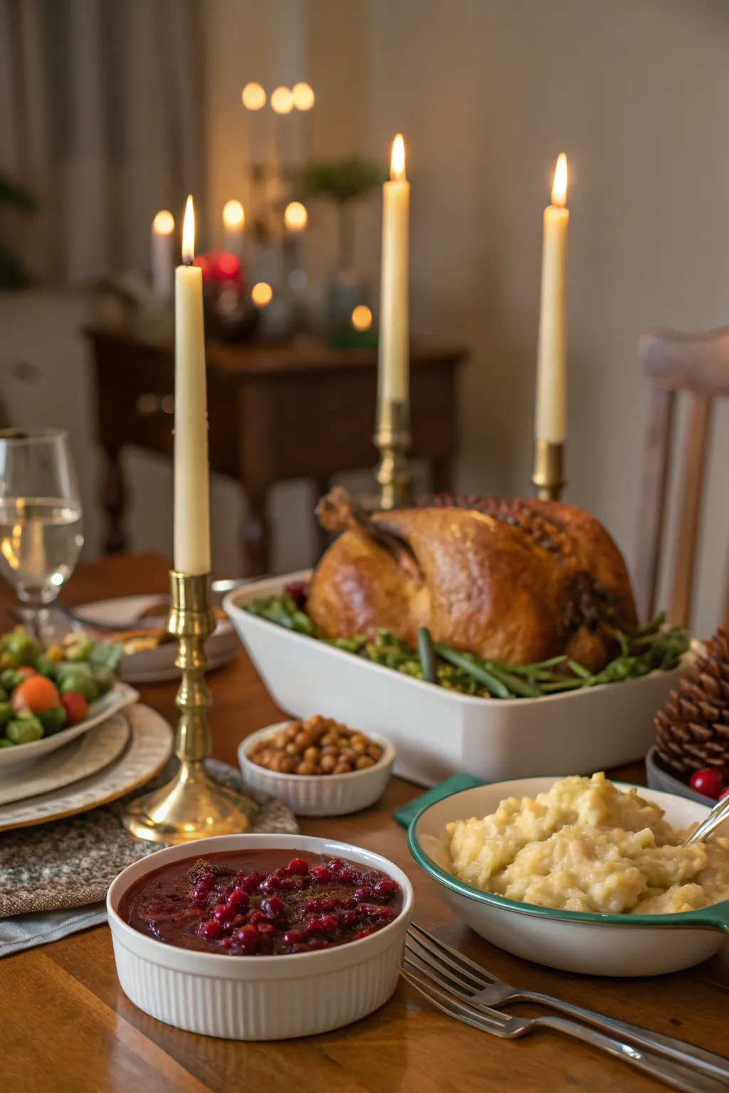 Candles bring warmth and elegance to your Thanksgiving table.