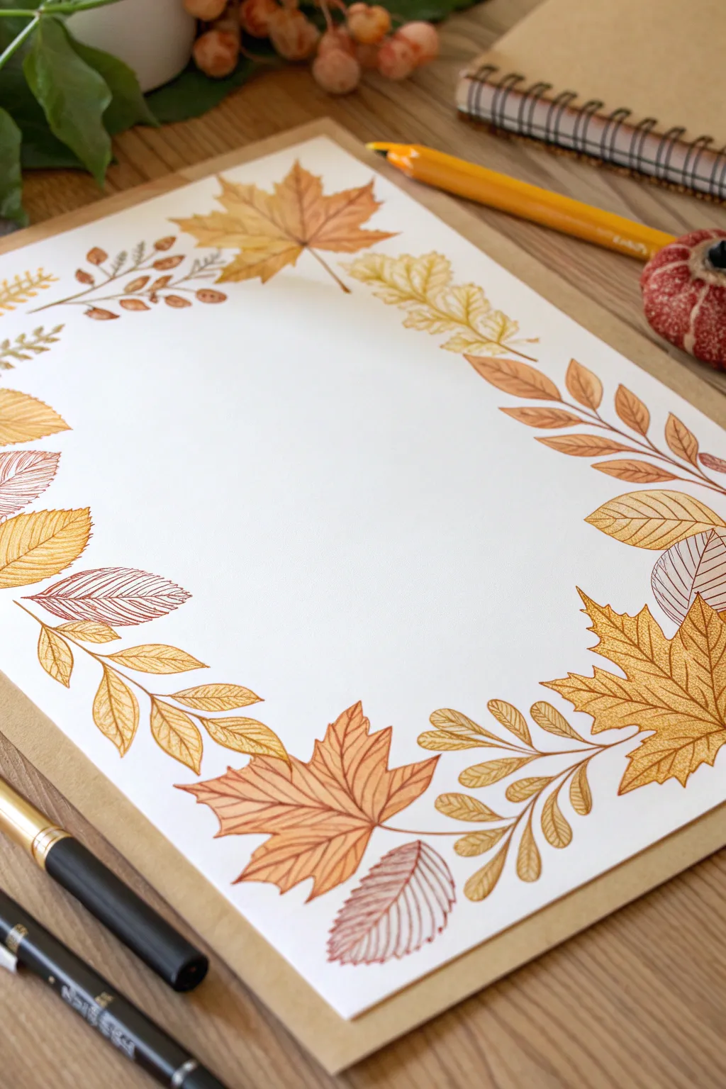Wrap your creativity in the warmth of autumn with these charming leafy borders.