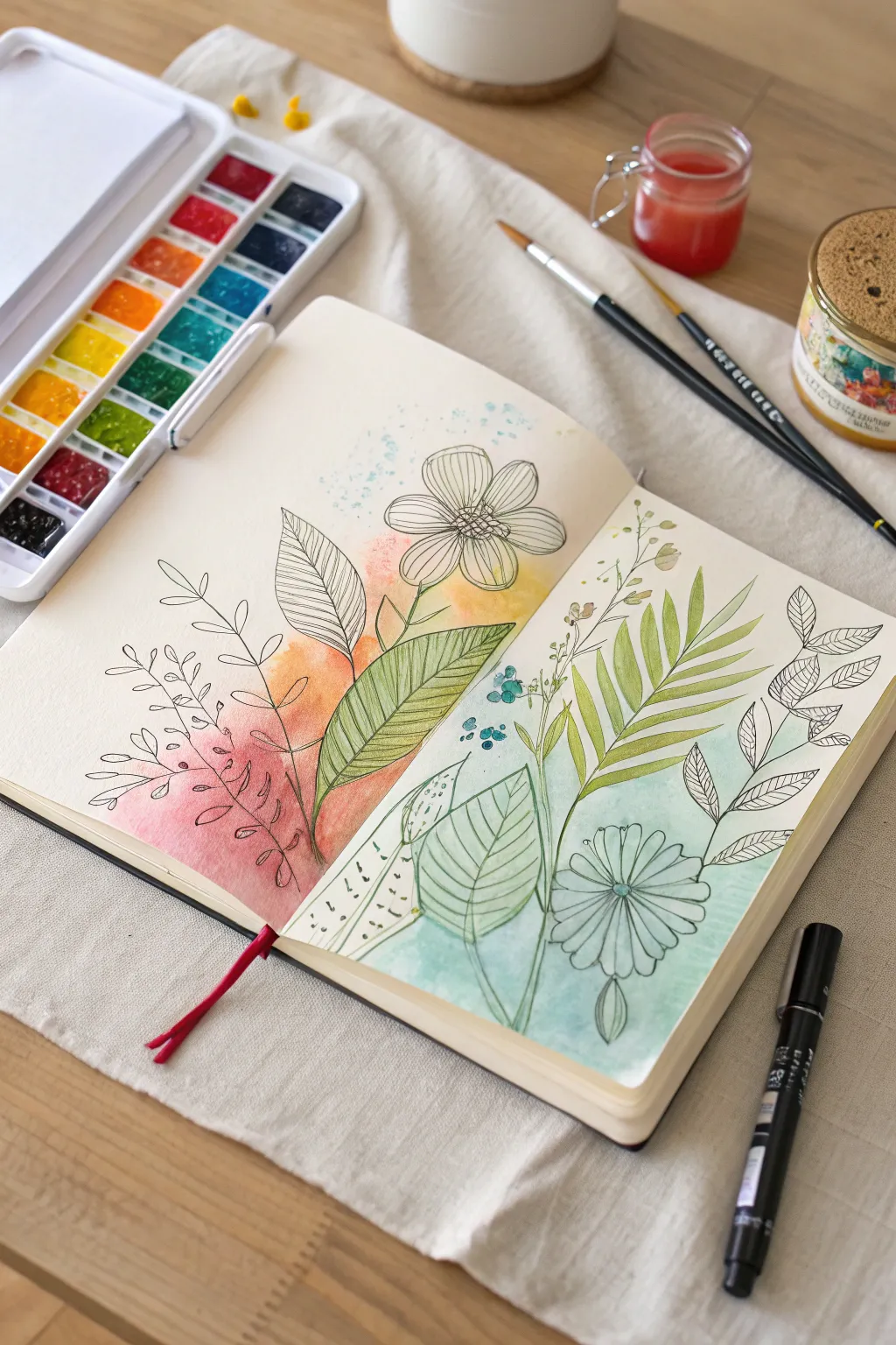 Unleash your creativity with mixed media magic in your sketchbook. #ArtistryInSimplicity