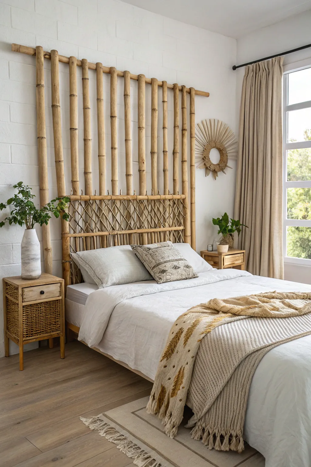 Embrace tranquility with this stunning bamboo headboard, where minimalist design meets natural elegance.