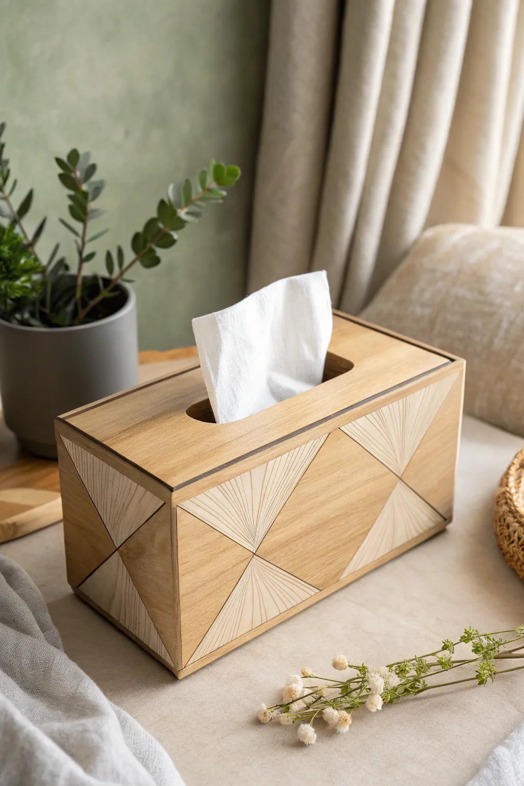 Elevate your space with a touch of minimalist elegance—discover beauty in simplicity with this handcrafted geometric tissue box.
