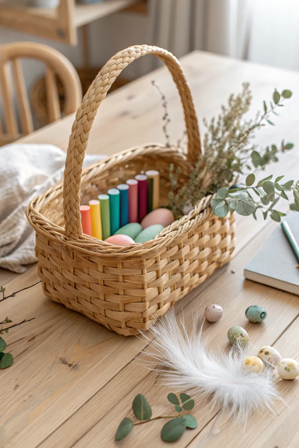 Inspire little artists this Easter with a basket full of creativity and charm! 🌿🎨 #MinimalistEaster #CreativeKids