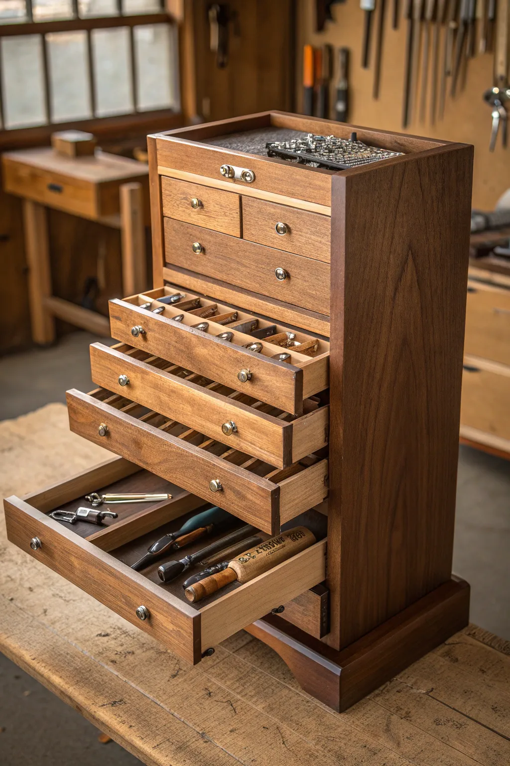 Master the art of organization with this exquisite tool cabinet.