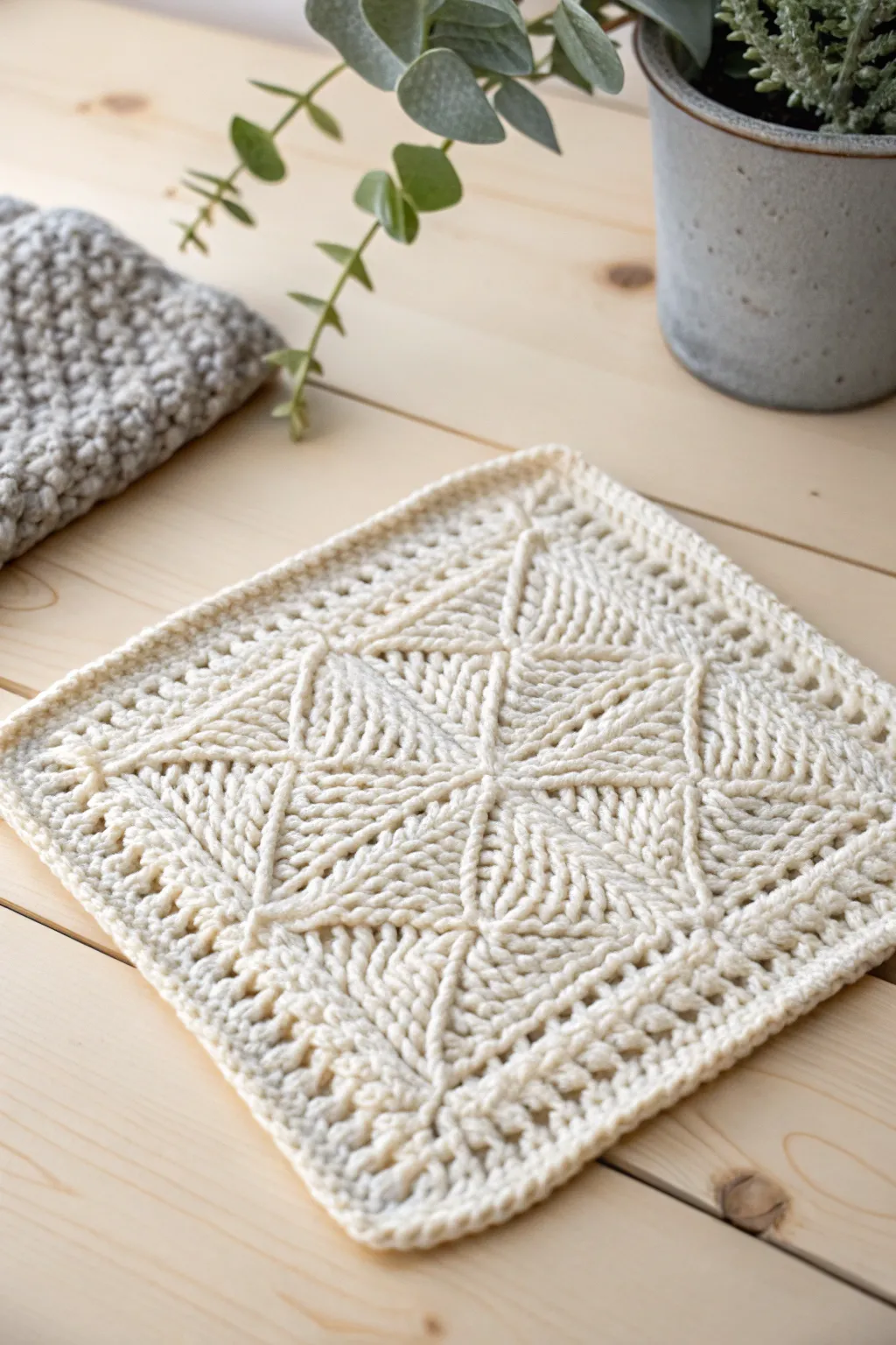 Elevate your kitchen routine with the natural charm of Tunisian crochet dishcloths, where simplicity meets elegance.