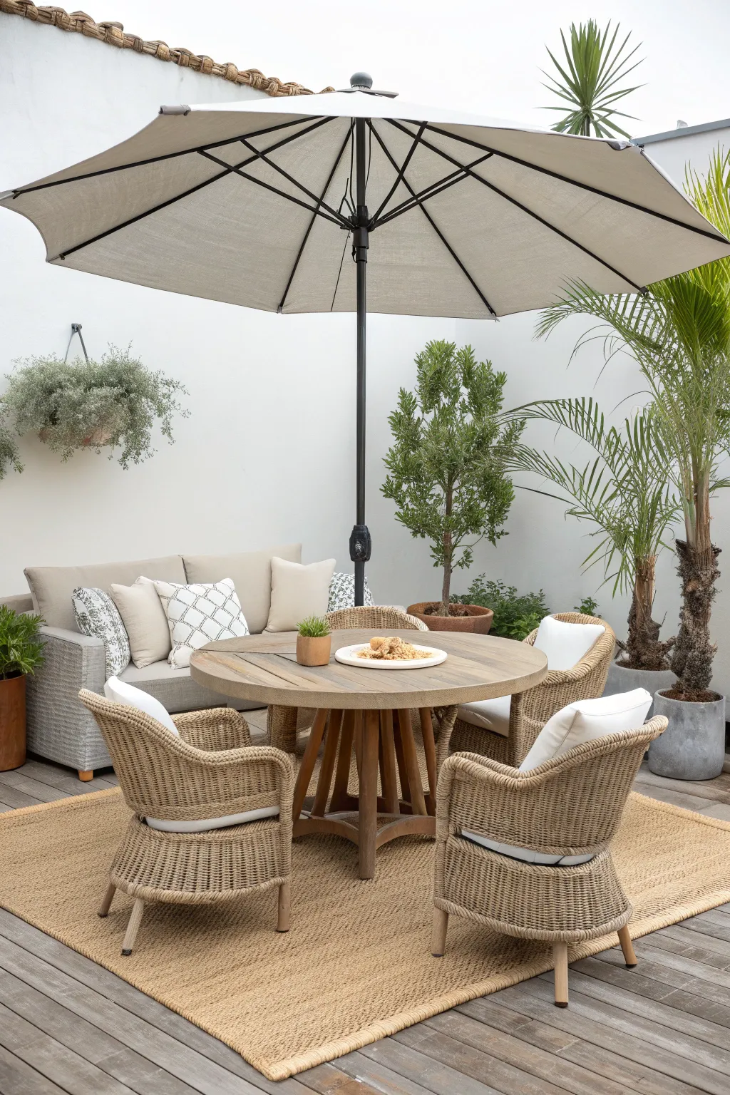 Transform your patio into a cozy retreat with minimalist charm and boho touches.
