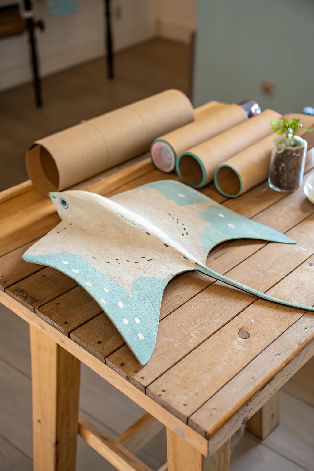 Dive into creativity with this charming DIY cardboard stingray, where simplicity meets the beauty of the ocean.