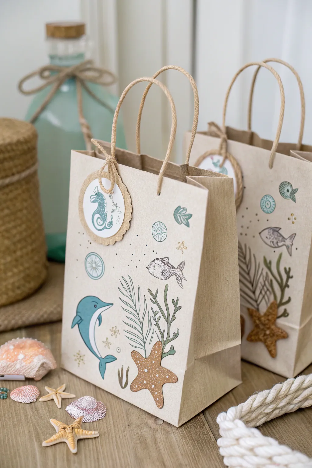 Add a splash of oceanic charm to your gift bags with whimsical sea creature stickers!