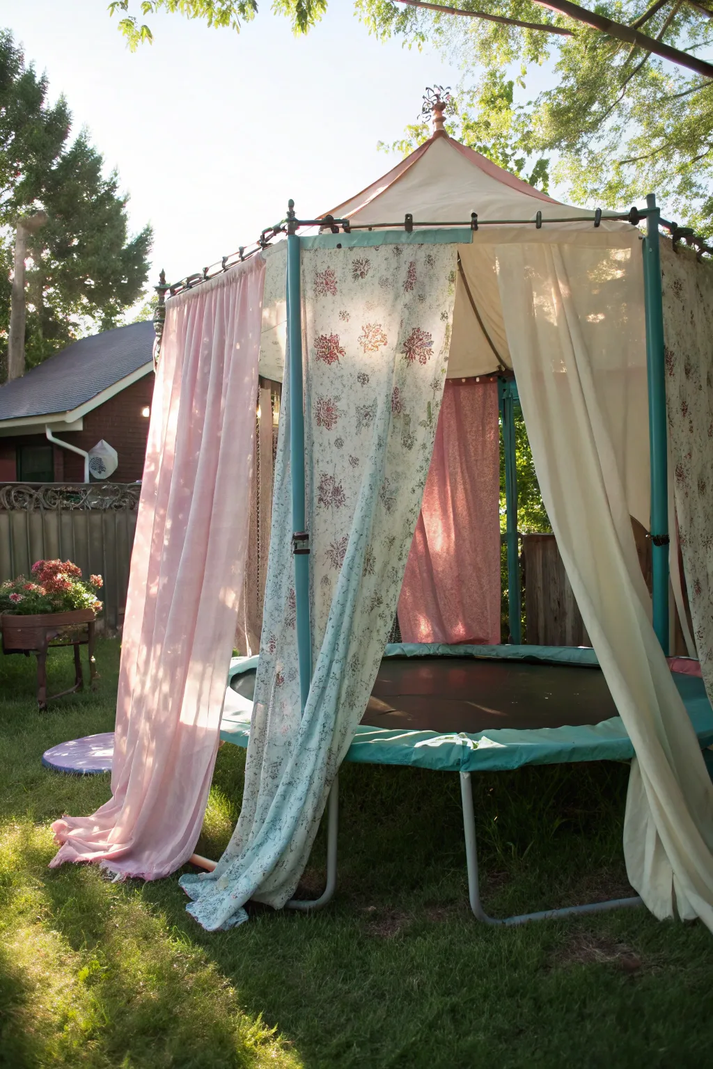 A hidden world awaits beneath the trampoline – where dreams and adventures come to life.